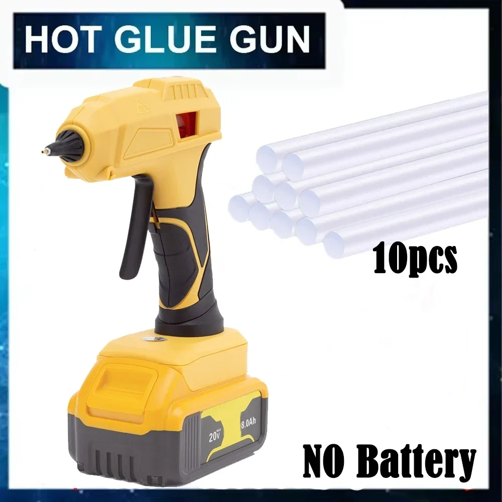 

Cordless Hot Melt Glue Gun For DeWalt 18V Lithium Battery with 10Pcs Glue Sticks Arts&DIY Electric Heat Repair Tool（NO Battery )