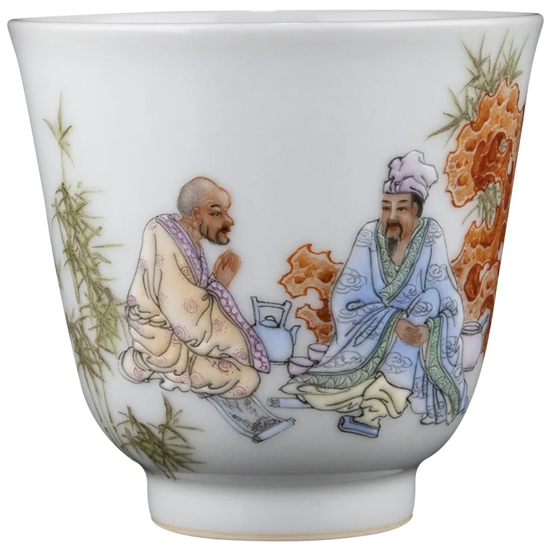 |Four cups of Jingdezhen hand-painted tea sets, kung fu tea cups and tea cups