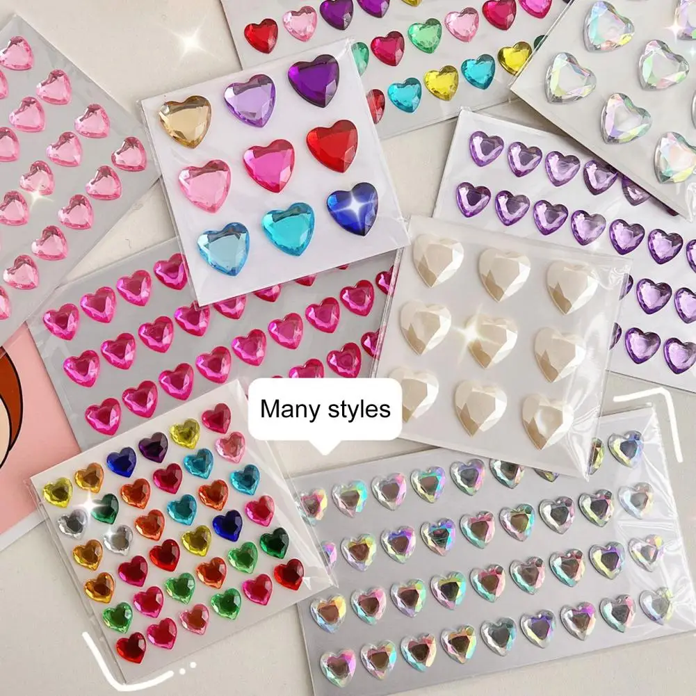 3D Faux Crystal Heart Sticker Self-adhesive Crystal Heart Shining Sticker for Crafts Diy Scrapbooking Journaling Supplies