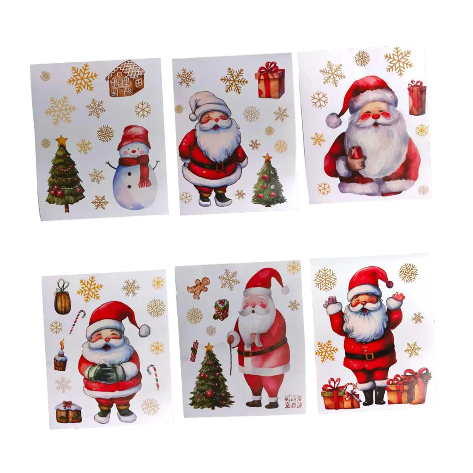 6Pcs Christmas Window Clings Xmas Decals Decorative Window Film Stickers Decals for Party Supplies Home Office Bedroom Decor