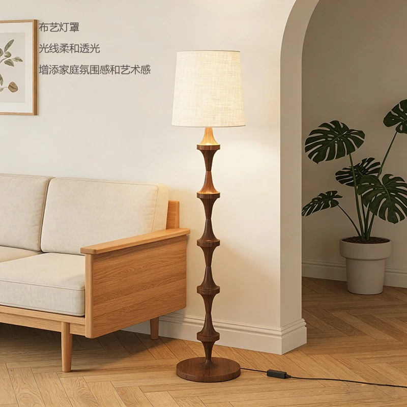 Vintage Fabric Lampshade Floor Lamp Beside The Sofa Bedroom Bedside Hotel E27 Luxury Vertical Decoration Lighting Fixtures