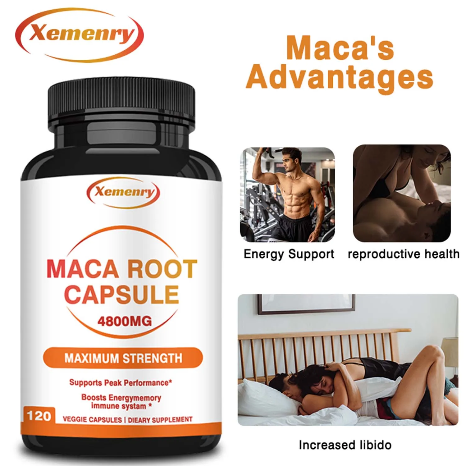 

Maca Root 4800 Mg - Improves Strength, Endurance and Mood, Increases Muscle Mass & Performance - 120 Capsules