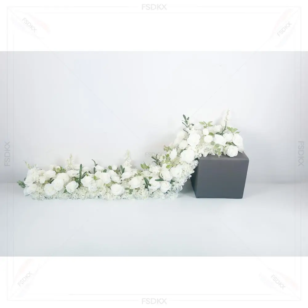 Immagine 6: Nuovo arrivo composizione floreale verde fila di fiori decorativi runner di fiori artificiali per la decorazione di nozze