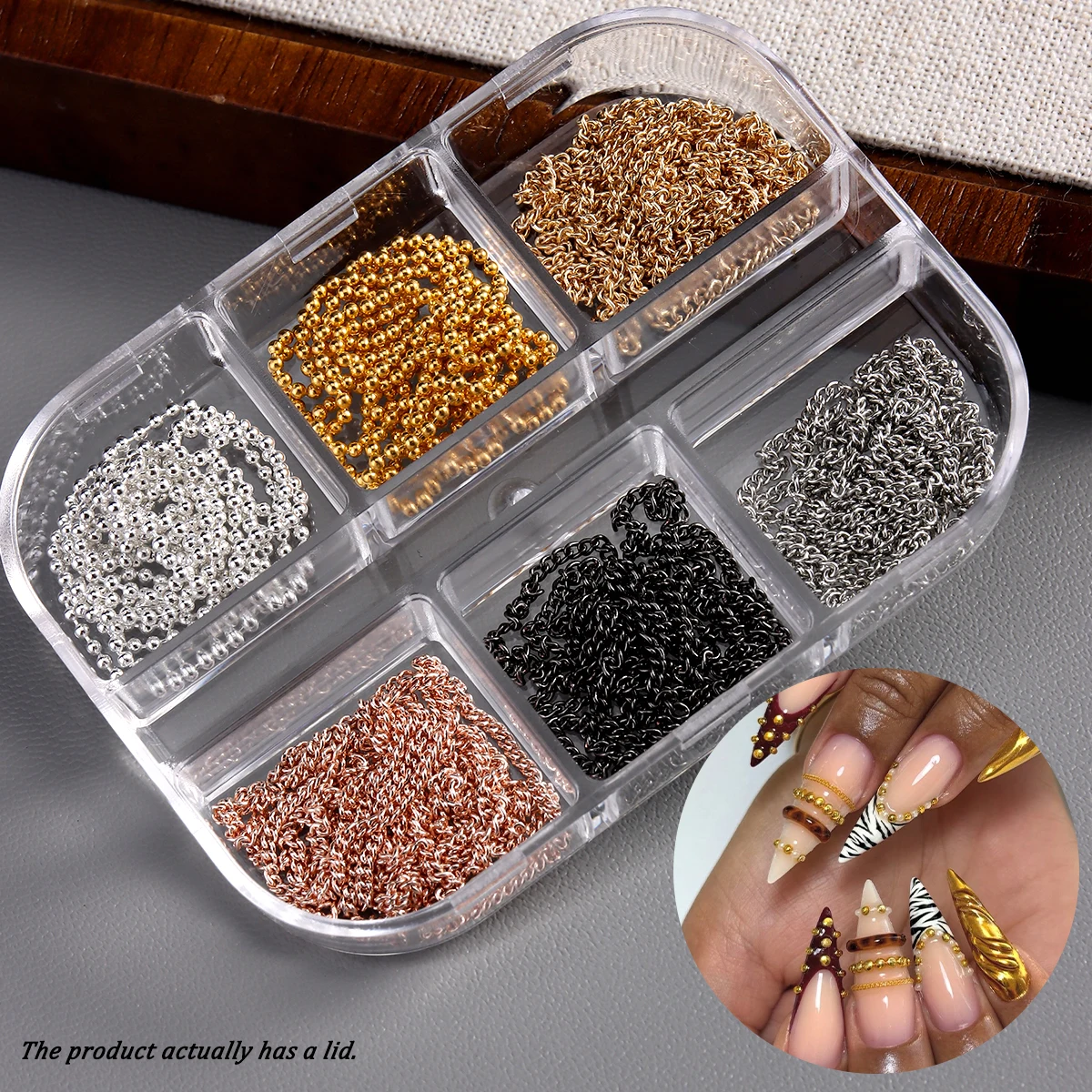 Metall-Nagelkunstketten, Gold-Silber Nagelketten, 3D Nageldekoration, Charmanter Nagelschmuck, Persönlicher Nageldesign-Ornament für Maniküre