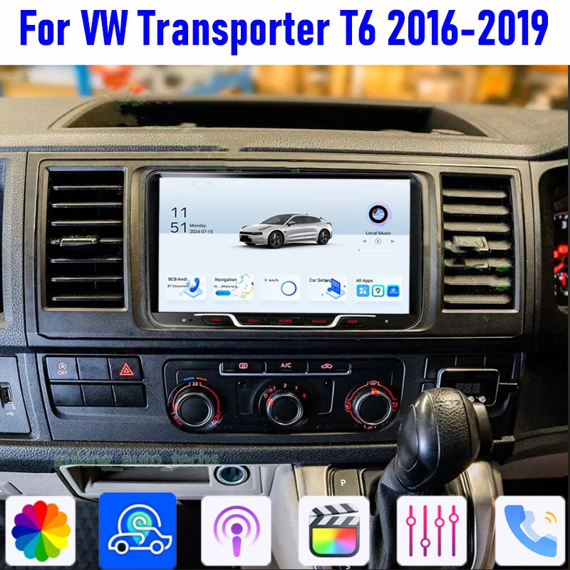 

Carplay GPS 9" For VW Transporter T6 2016-2019 Wireless Android 15 Car Radio Head Unit Intelligent System GPS WIFI BT Google Map