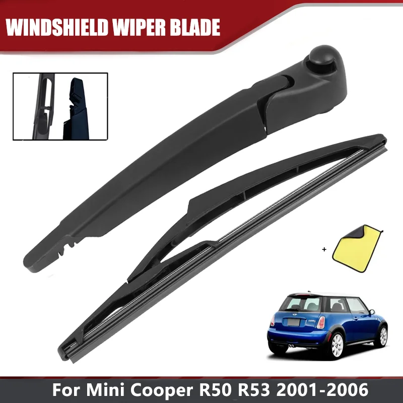 

Wiper 10" Rear Wiper Blade & Arm Set Kit fits for Mini Cooper R50 R53 2001 2006 Windshield Windscreen Rear Window Rubber Wiper