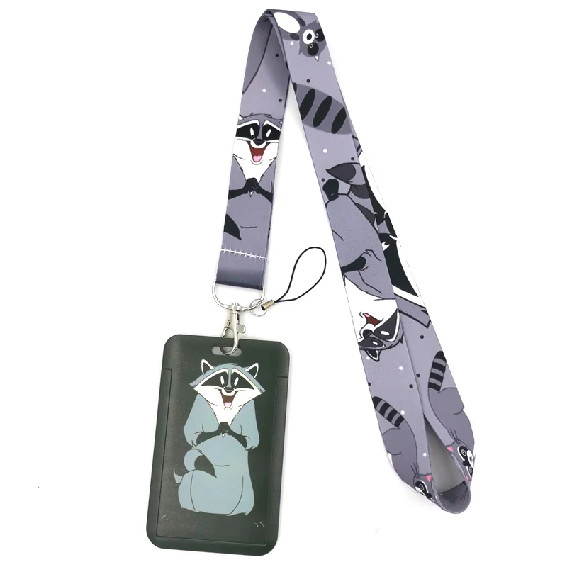 

Raccoon Bears Animals Art Cartoon Anime Fashion Lanyards Bus ID Name Work Card Holder Accessories Decorations Kids Gifts