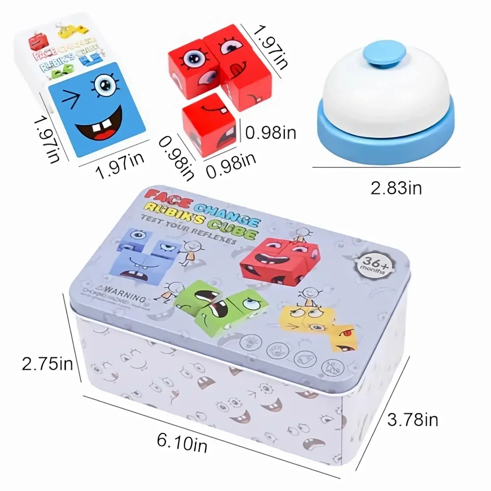 Kids Face Change Cube Game Montessori Expression Puzzle Building Blocks Toys Early Learning Educational Match Toy for Children