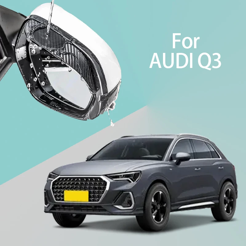 

For AUDI Q3 car rearview mirror rain brow thickened carbon fiber texture rearview mirror rain brow