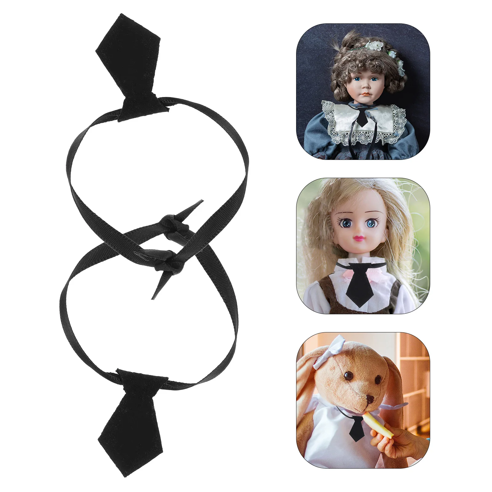 

4Pcs Mini Black Neckties Soft Cotton Small Neckwear Accessories for Home Decor Small Bowtie Collection for Craft Projects