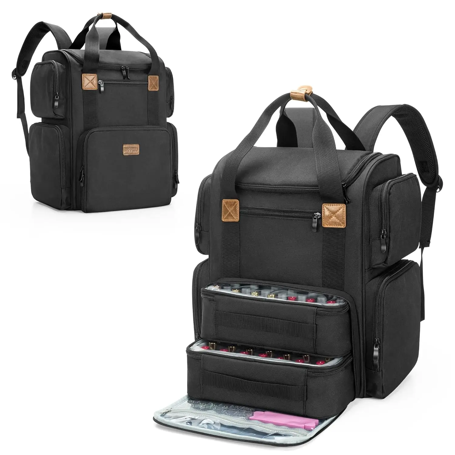 

Nail Polish Organizer Backpack Holds 70 Bottles and a Nail Lamp, Nail Polish Organizer Case with 2 Removable Pouches