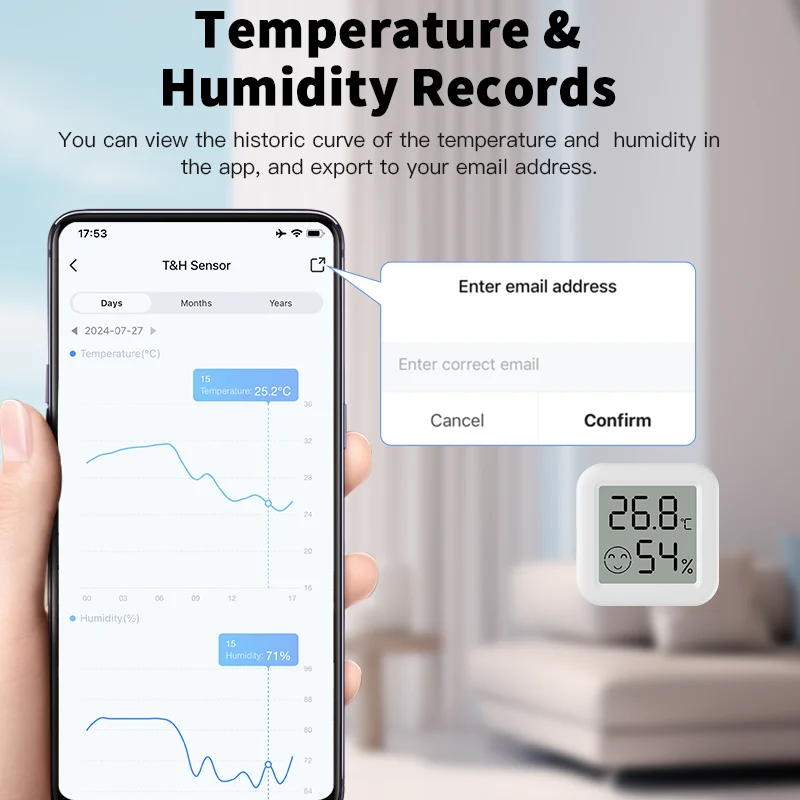 Zigbee3.0 Tuya Automation Temperature Humidity Sensor Remote Control Thermometer Via Smart Life for Smart Home Work with Alexa