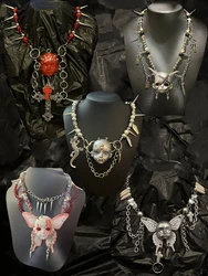 ZHUHE Face Doll Necklace Set New Gothic Style Jewelry Party Gift For Women And Men