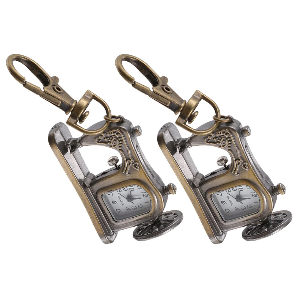 

Sewing Machine Watch Keychain Locket Classic Coffee Zinc Alloy Quartz Buckle Nurse Mini