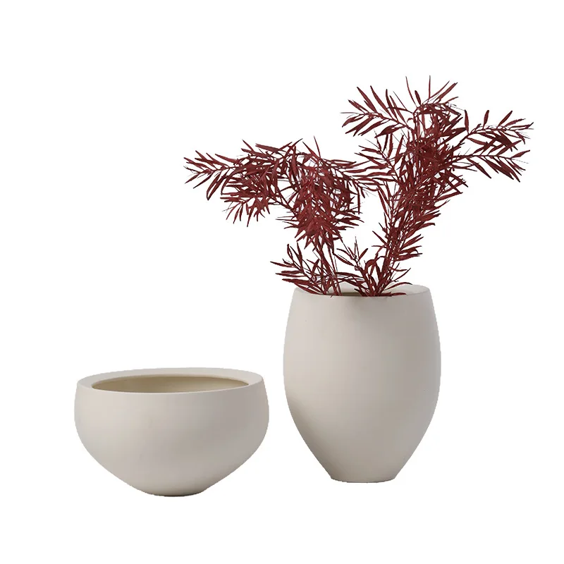 

Nordic simple plain round mouth ceramic vase