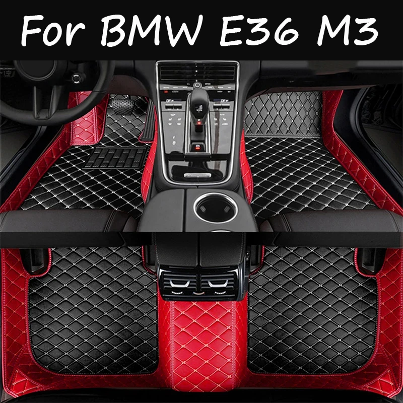 Custom Automotive Car Floor Mats For BMW E36 M3 1995 1996 1997 1998 1999 Auto Luxury Leather Men Women Car Mats Full Coverage