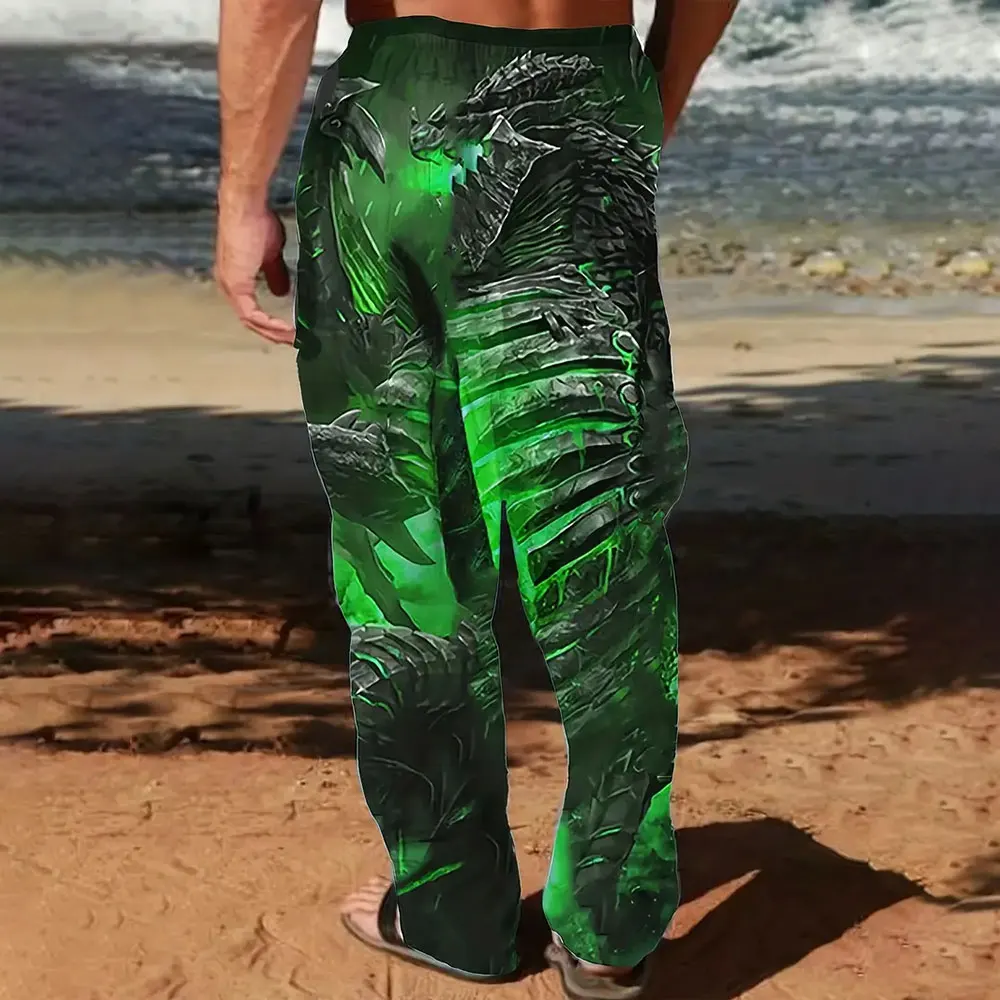 الرجال فضفاضة عارضة جيب رسم حبل الرياضة Sweatpants الأزياء التنين واليد المطبوعة Sweatpants شتاء جديد سميكة الدافئة Sweatpants