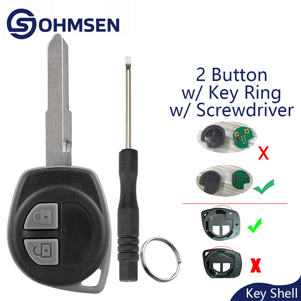 

OHMSEN автомобильный пульт дистанционного управления, брелок с 2 кнопками для Vauxhall Agila Suzuki Ignis Alto SX4 Vitara Swift + необрезанное лезвие