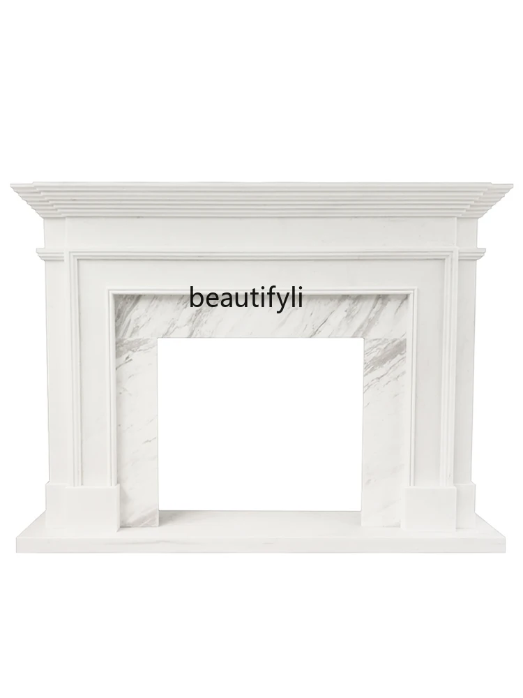 

French Fireplace Stone European American Simple Modern Natural Stone Carving Fireplace Curio Cabinet