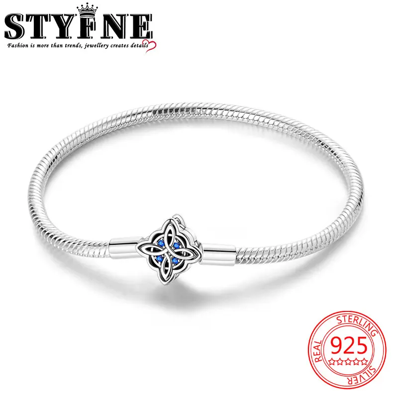 Pulsera estilo trébol de oración de la suerte para mujer, hueso de serpiente con nudo celta, joyería Original, novedad de 2024