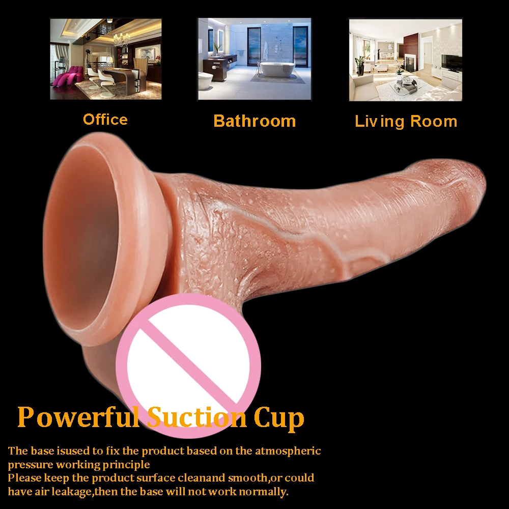 8.5inch Soft Realistic Penis Women’s Dildo With Suction Cup Skin Feel Sliding Foreskin Big Dick Female Masturbator Anal Sex Toys