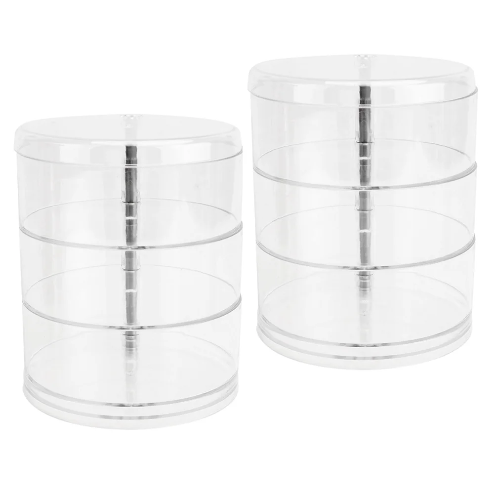 2 قطعة صندوق منظم مجوهرات متعدد الطبقات قابل للتدوير 3-Layer صندوق تخزين مجوهرات شفاف لقلادة أقراط أساور خواتم