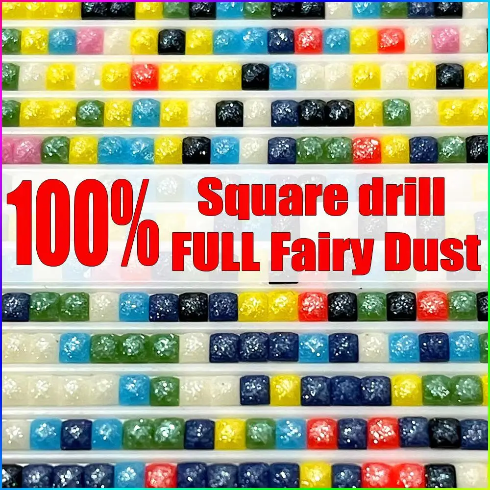HOMFUN 100% Full Fairy Dust Square Drill Custom Picture Resin Drill Embroidery Diamond Painting Handmade Cross Stitch gift