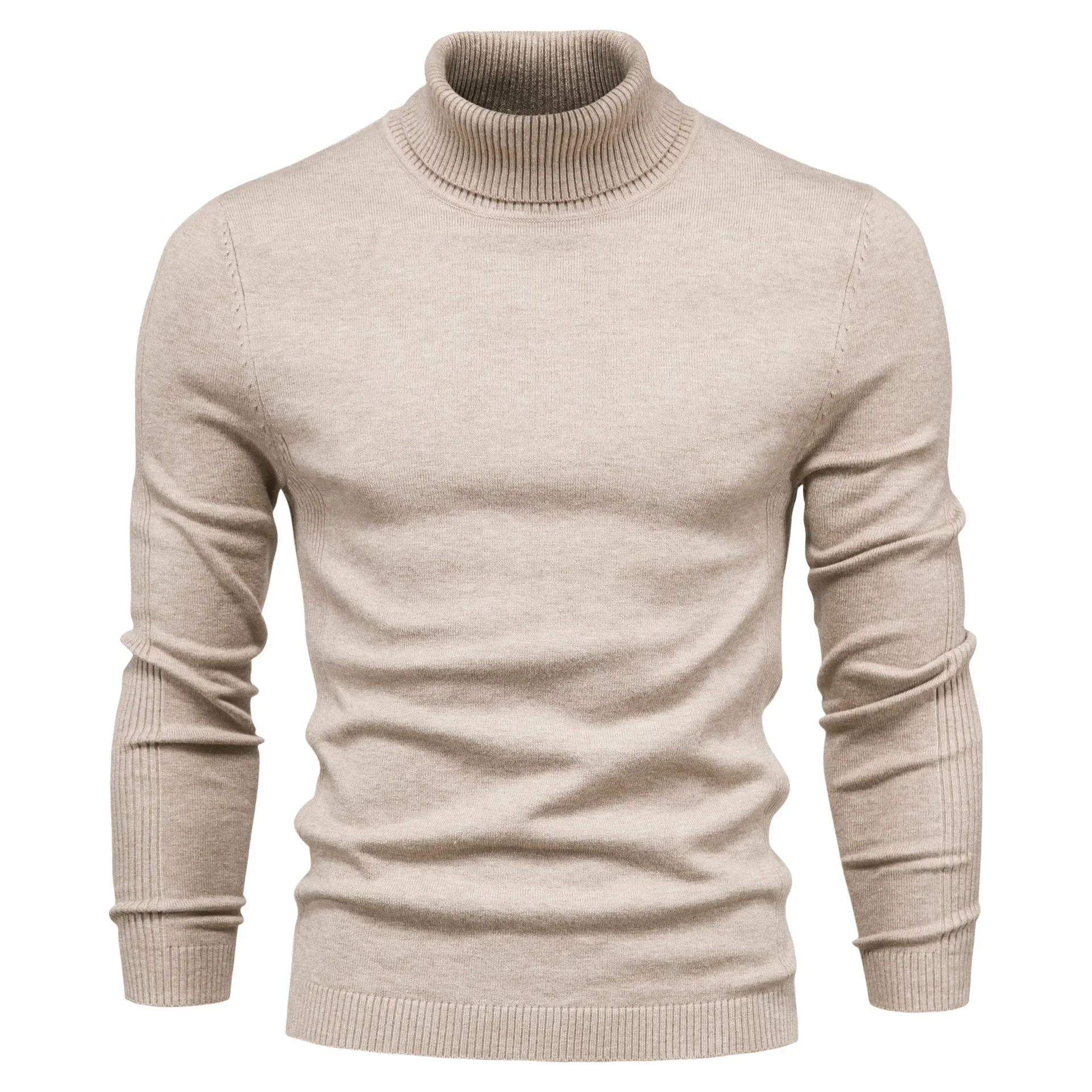 

2023 Autumn/Winter New Men's Color Pullover Sweater High Collar Men's Casual Knitwear