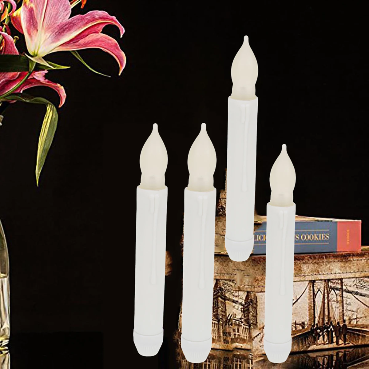 

12 Pcs Electronic Candles LED Lights Slim Decorative Flameless Smokeless Christmas Warm Glow Wax Led Lighting