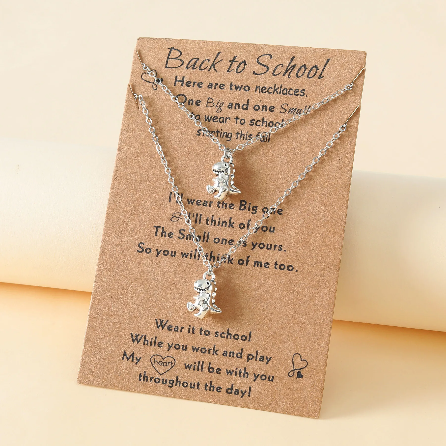 Fashion Opening Season Necklace Lucky Dinosaur Mother Daughter Parent Child Card Necklace Collar Chain Gift Wholesale