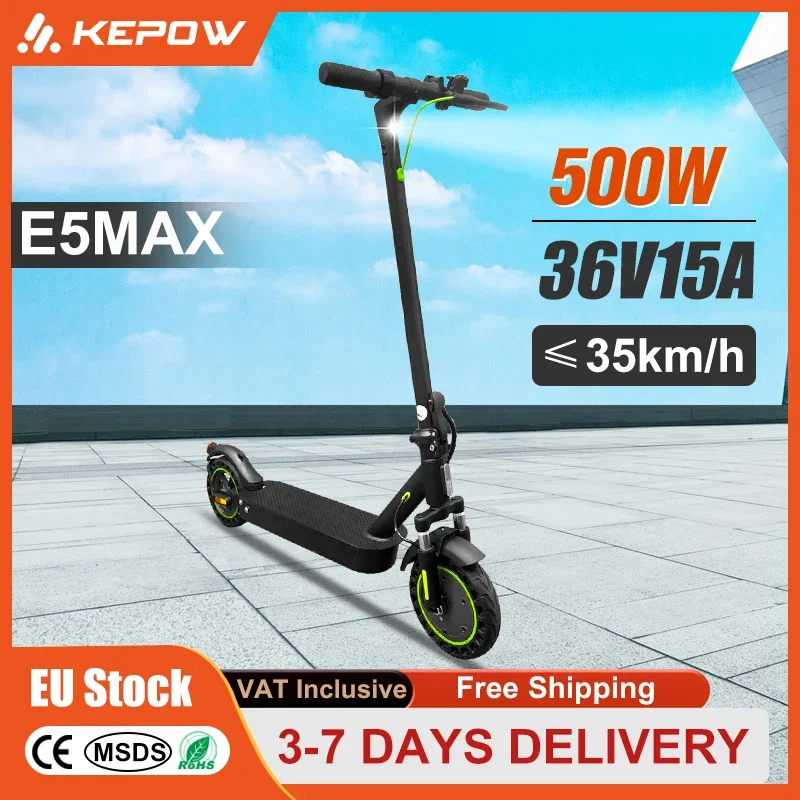 

KEPOW E Scooter for Adults 500W Motor 35km/h 45KM 10" Honeycomb Tires Dual Suspension Comfortable Electric Kick Scooter E5MAX