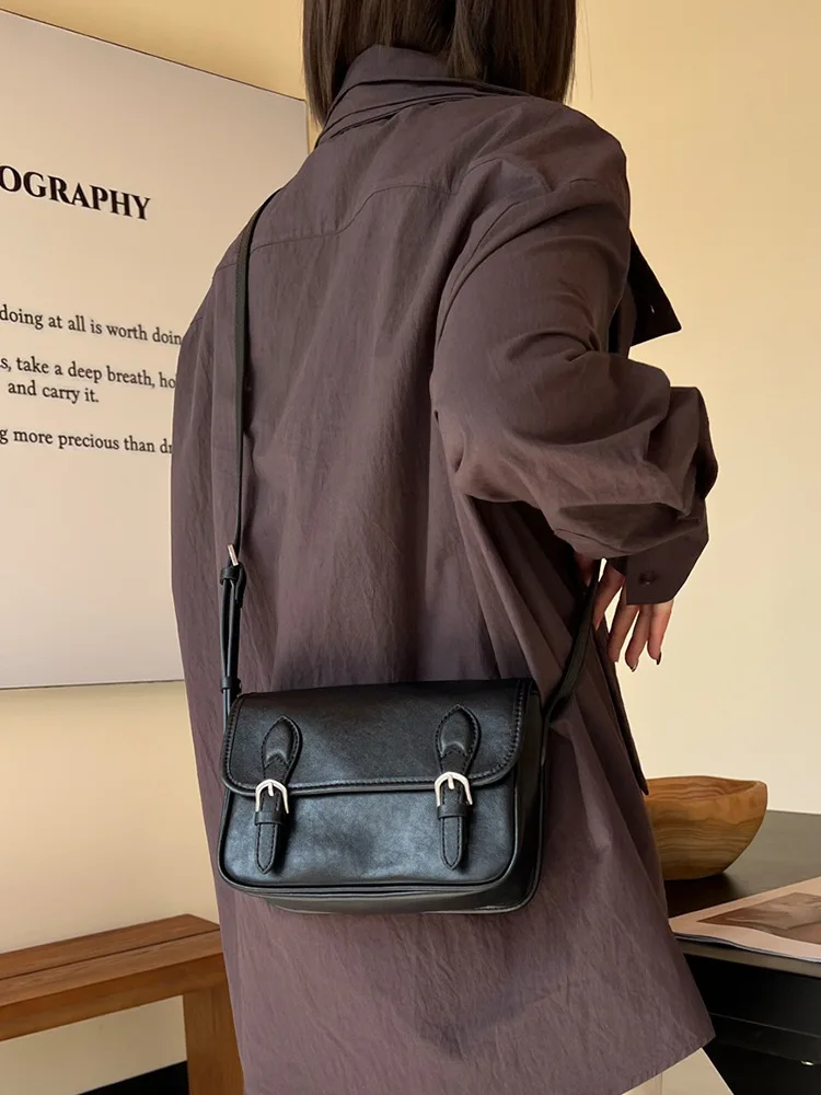 Women Genuine Leather Bag Retro Senior Sense Vegetable-tanned Cowhide Shoulder Bag Casual Versatile Crossbody Bag For Commuting
