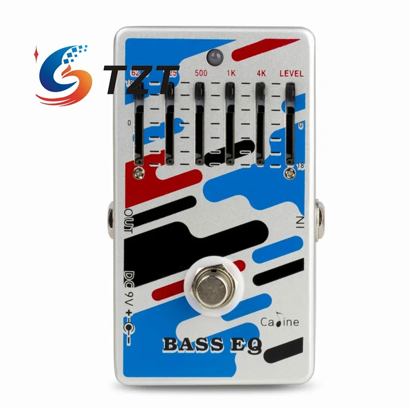 

TZT BASS EQ Высококачественная педаль с одним эффектом, 5-полосная педаль эквалайзера, 9 В постоянного тока, предназначенная для электрического баса