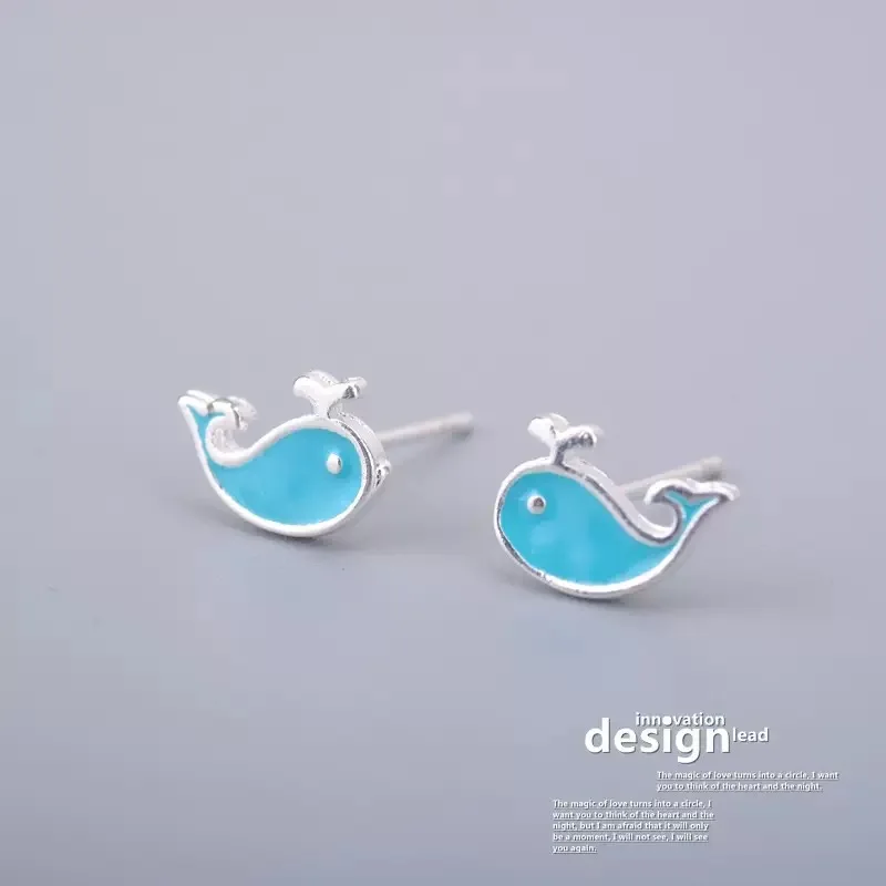 

Genuine 925 Sterling Silver Cute Dolphin Love Ball Animal Stud Earrings for Women Sterling Silver Jewelry Bijoux romantic