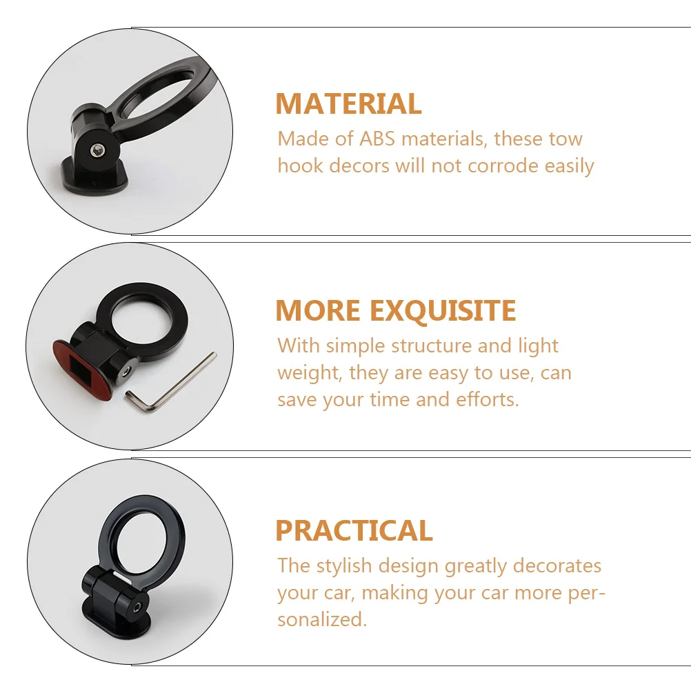 

Car Tow Hook Decor ABS Plastic Adjustable Compact Stylish Durable Outdoor Vehicle Trailer Hook Sticker Exterior Decor