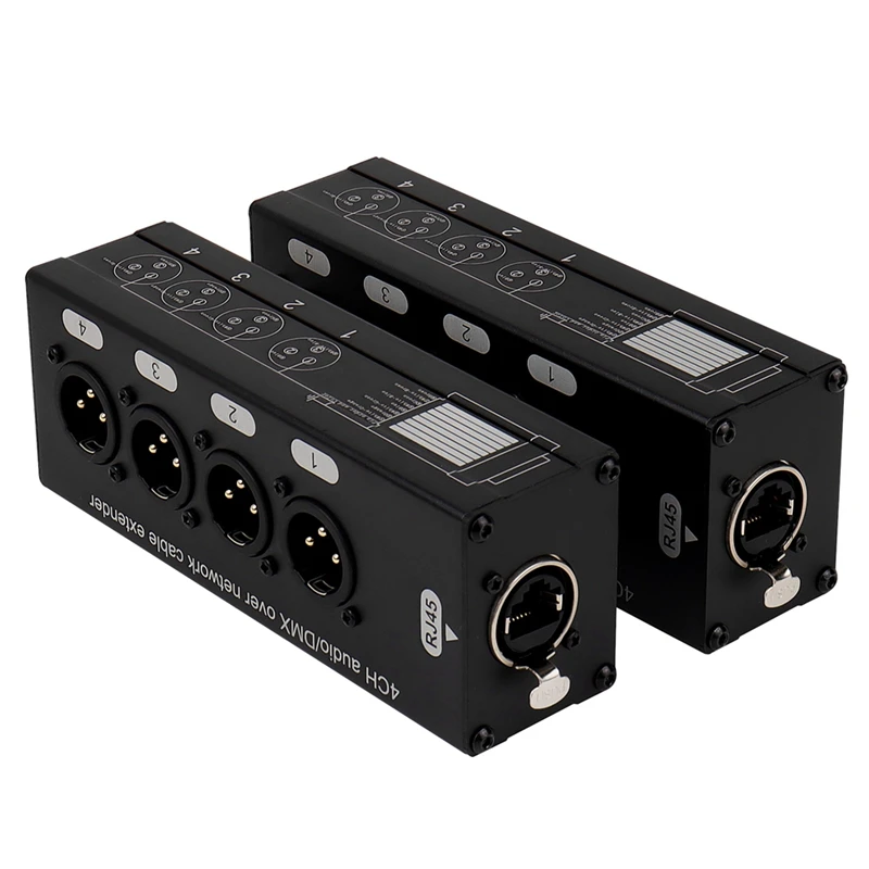 1Pair 4-Channel 3-Pin XLR Or 6.3Mm Audio And DMX Over Network Cable Extender, XLR Audio Network Extender Male+ Female