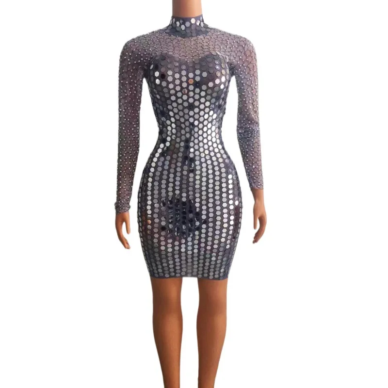 زي Hive Club Bar أنثى مغنية مثيرة ضيقة ترتر فريق الرقص حفلة Abito فاخرة أنيقة حفل Vestidos De Graduaciones Mujer