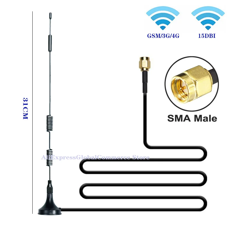 

GSM Antenna Outdoor Router 700-2700MHz 15dbi High Gain SMA Male Connector 2G 3G 4G Magnetic Sucker Antenna 3 Meters Cable RG174