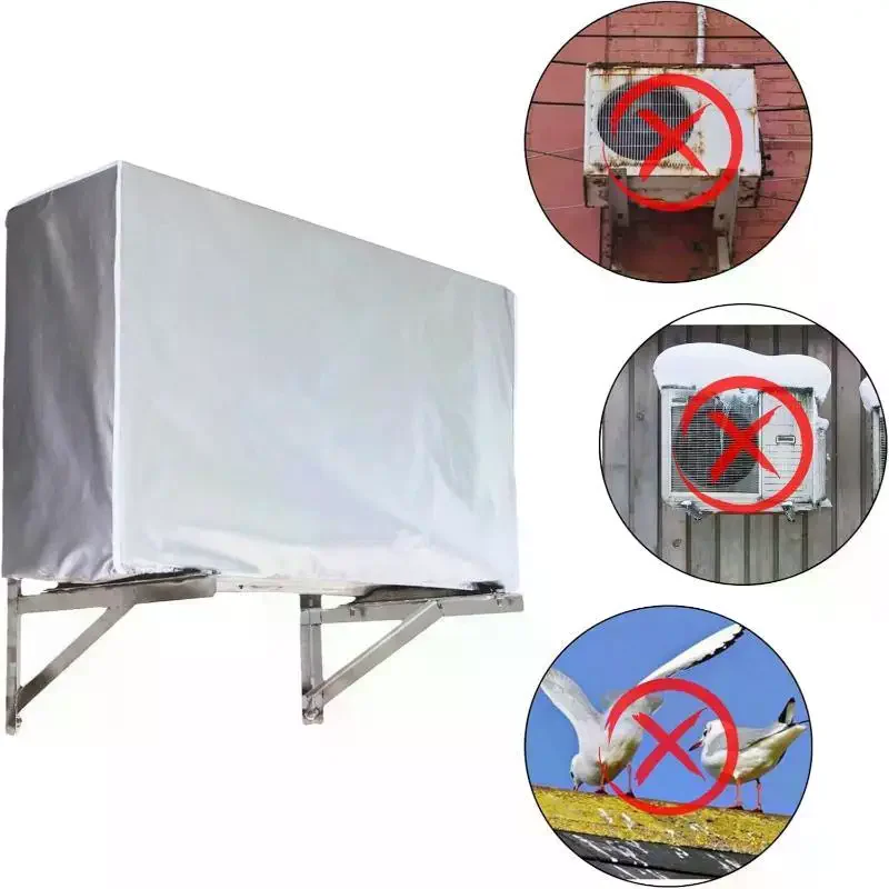 1 Housse de protection imperméable, anti-poussière, anti-neige et anti-UV pour unité extérieure de climatiseur, sac de nettoyage et protection contre les intempéries