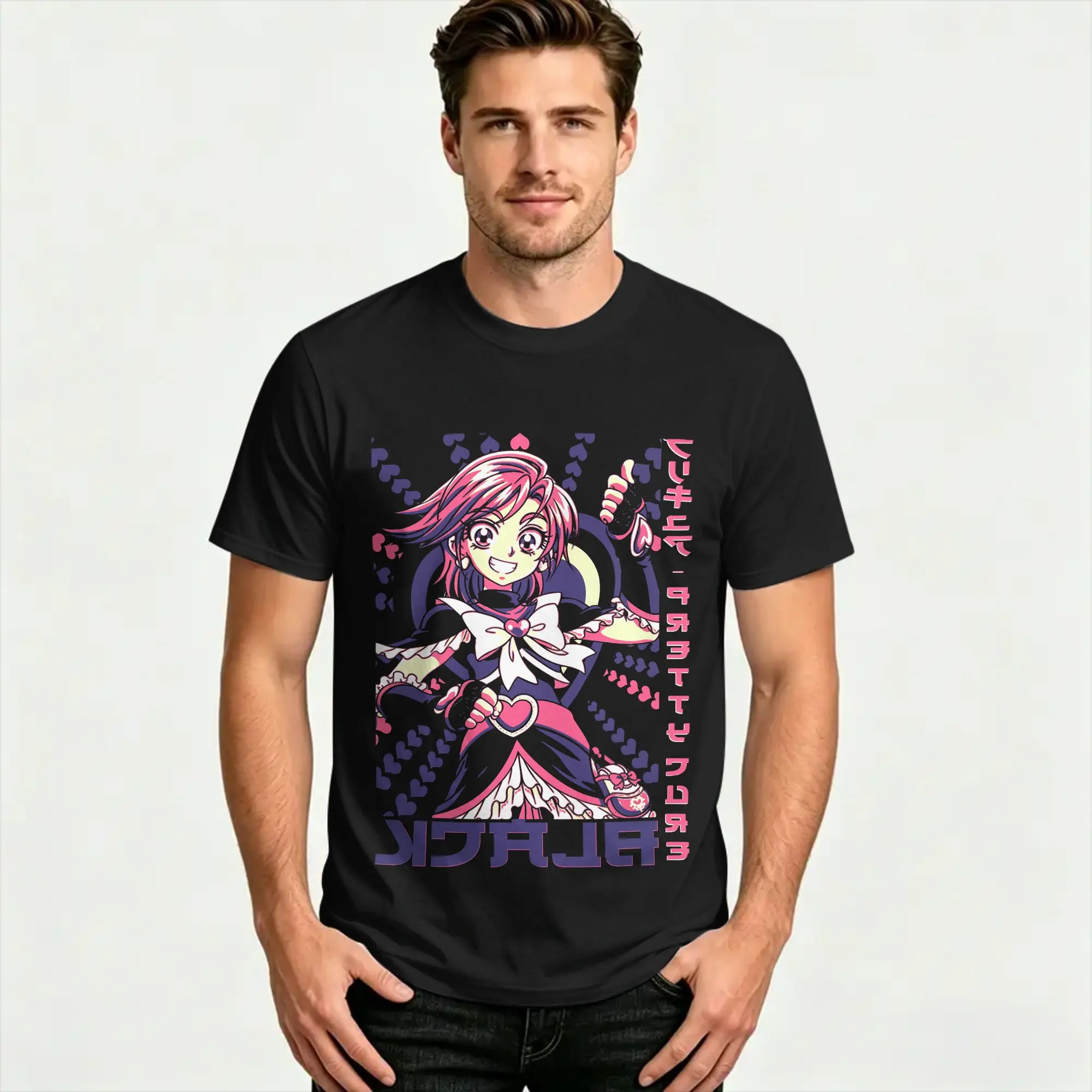 Pretty Cure T-Shirt Summer  Hip Hop T Shirts Cotton Round Neck Plus Size Top Tees Short-Sleeved Aesthetic Tshirt
