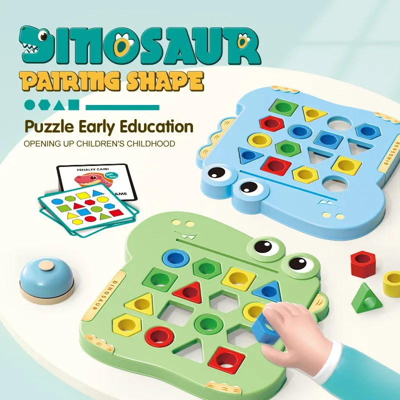 Dinosaurs Collide, Geometric Shapes Pair, Puzzle Thinking Training, Parent-Child Interactive Tabletop Games Early Education Toys