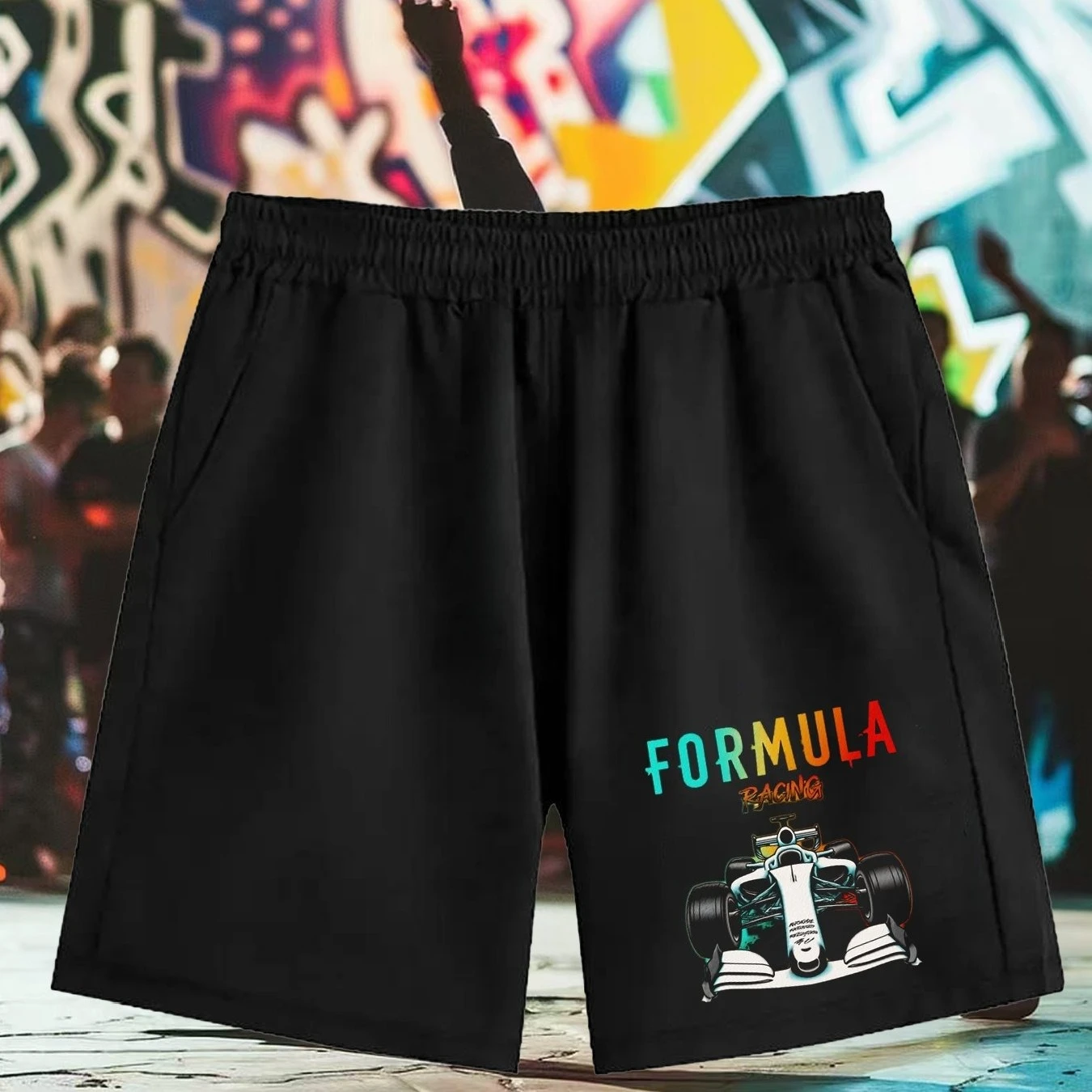 

Men's Retro Formula Racing Pattern Shorts - Soft and Breathable Fabric Eye-catching "Formula" Print and Racing Design