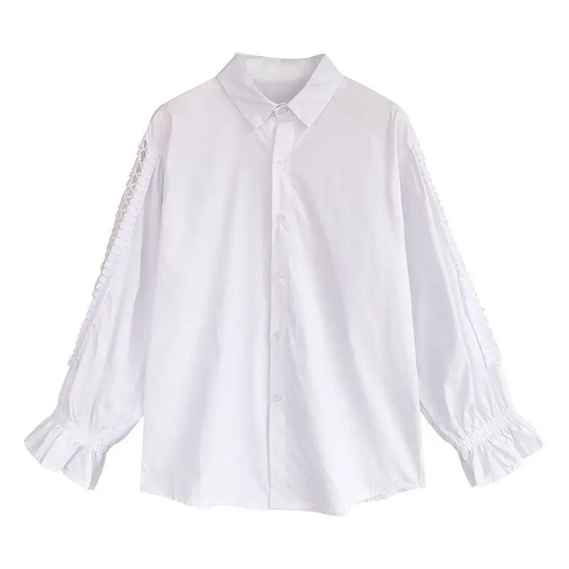 Trend Long Sleeve Solid Shirt Tops Women\'s Spring Autumn New Plus Size Loose White Professional Blouse Fashion Elegant Clothing