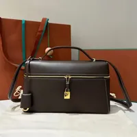 Vintage Leather Box Lunch Bag Women's Crossbody Bag Splicing Style Old Money Trend Handbag Polyester Lining Medium Hardness