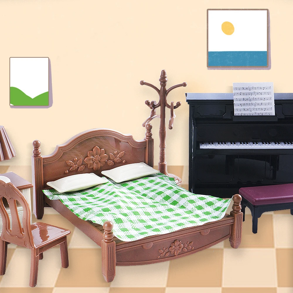 SENGTONGLE-E05 ensemble de chambre à coucher maison de poupée meubles miniatures semblant jouer maison de poupée accessoires pour garçon fille cadeaux