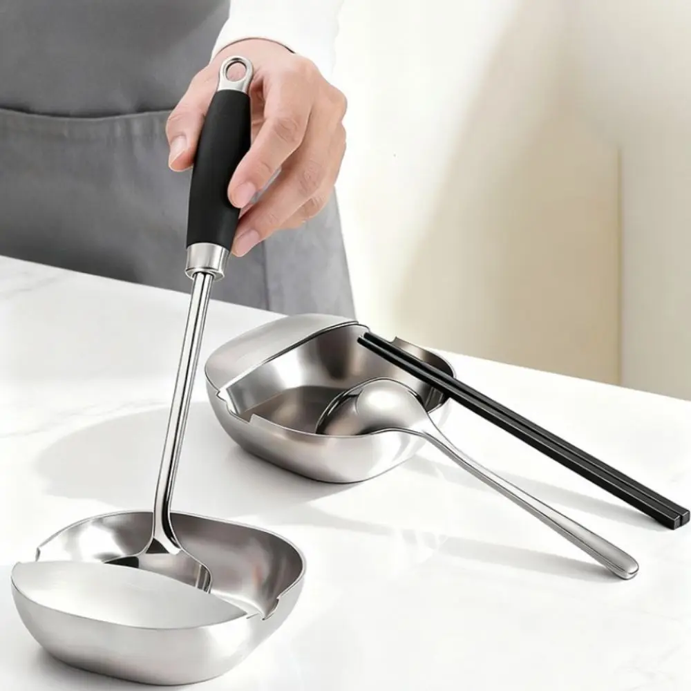 Fruits Plates Stainless Steel Spoon Rack Thickened Square Chopstick Rest Unbreakable Non-slip Spatula Holder Cooking