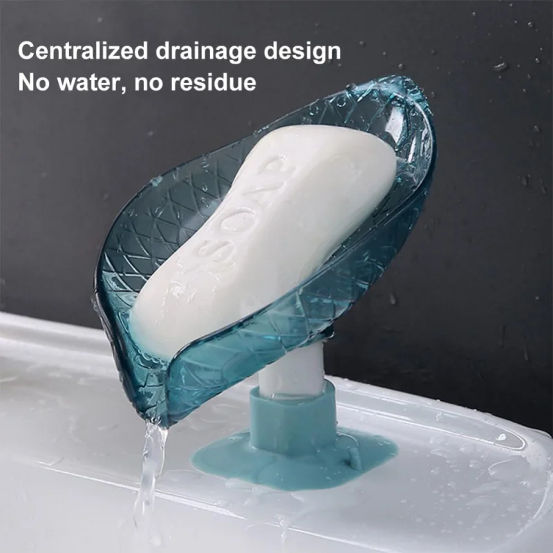 Leaf Shaped Soap Dish Suction Cup Soap Dish Holder Soap Box Sponge Soap Holder Storage Tray Soap Container Bathroom Accessories