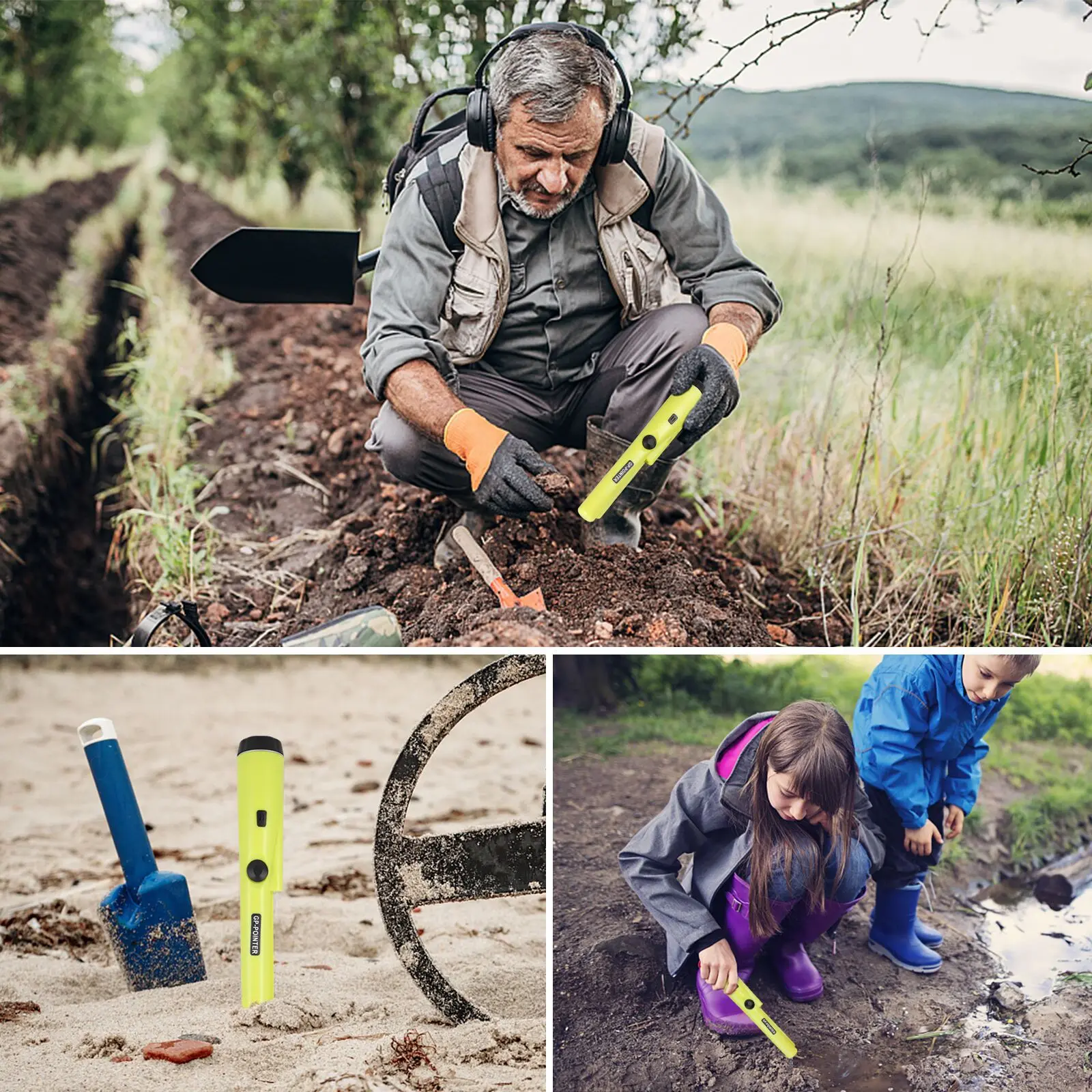 High-quality portable metal detector waterproof probe rod depth detection gold coin metal belt rope-dropping prevention