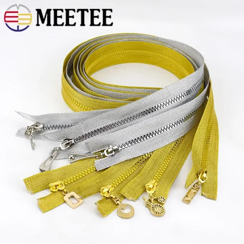 2/5Pcs Meetee 60cm 5# Gold Silver Open-end Resin Zipper for Sewing Coat Down Jacket Bag Zippers DIY Tailor Accessories ZA407