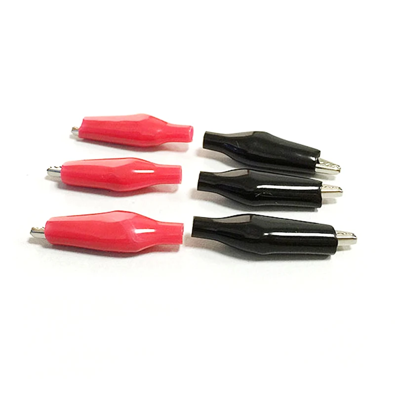 100PCS Schwarz/Rot 35mm Isolierte PVC Hülse Kleine Alligator Clip Krokodil Test Clips